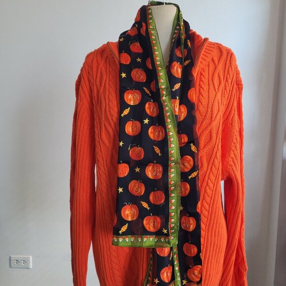 Chaps Ralph Lauren Women’s Cable Knit Bright Orange Cable Knit Sweater (Size: XL - Picture 1 of 15
